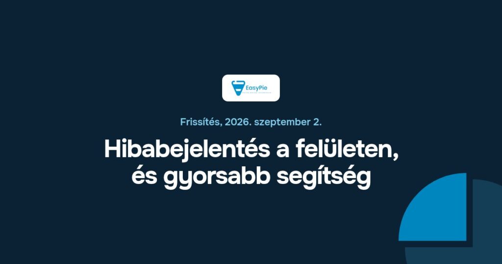 Hibabejelentés a felületen, és gyorsabb segítség (EasyPie frissítés)