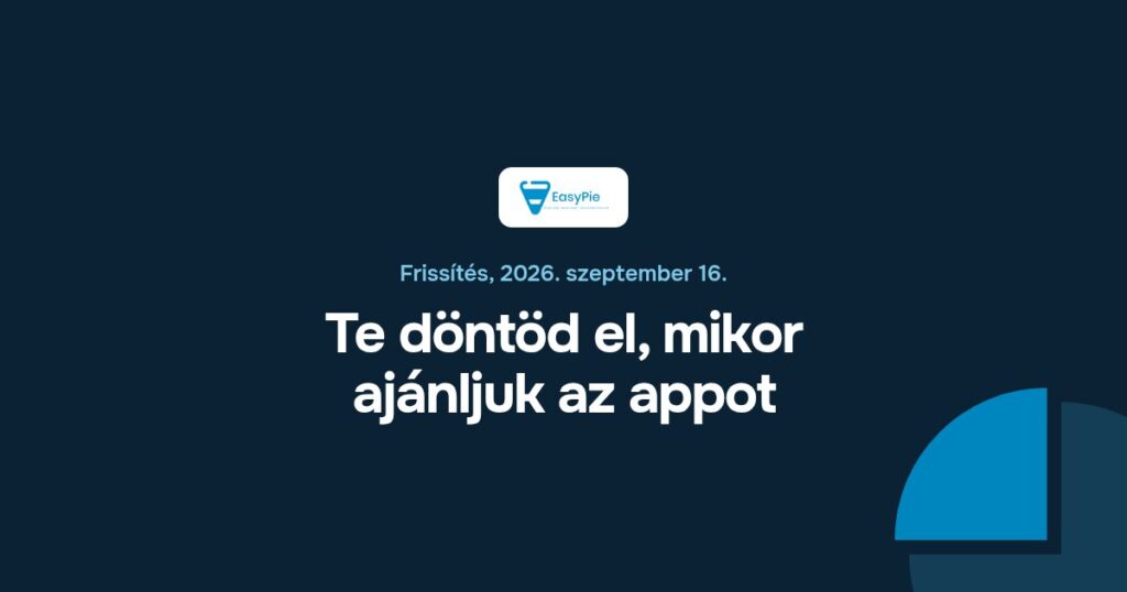 Te döntöd el, mikor ajánljuk az appot (EasyPie frissítés)